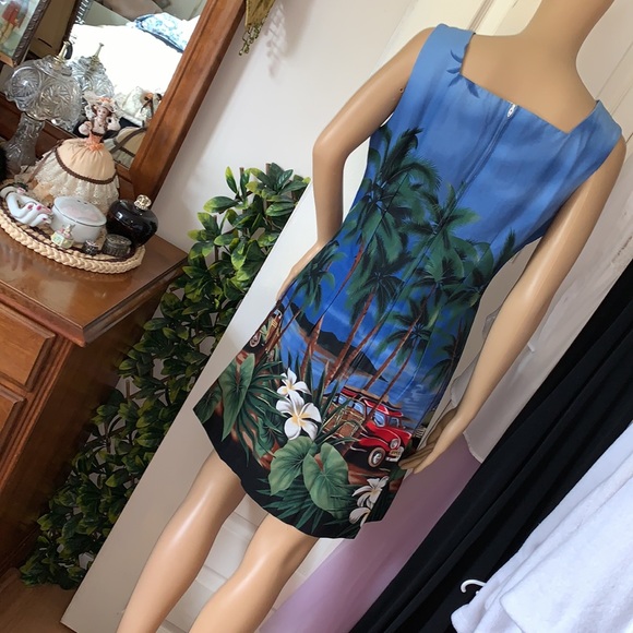 Shannon Marie square neckline Hawaiian mini dress L - Picture 7 of 12